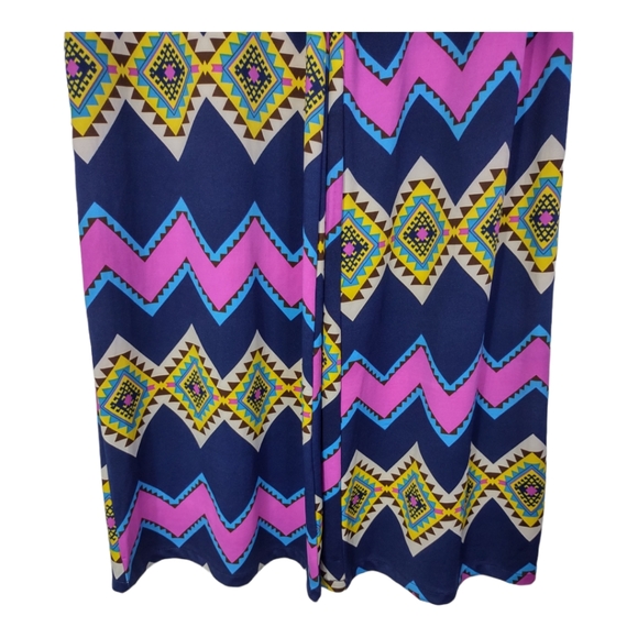Lady's World Size Large Geometric Pattern Aztec Wide Leg Stretch Pants - Picture 9 of 11